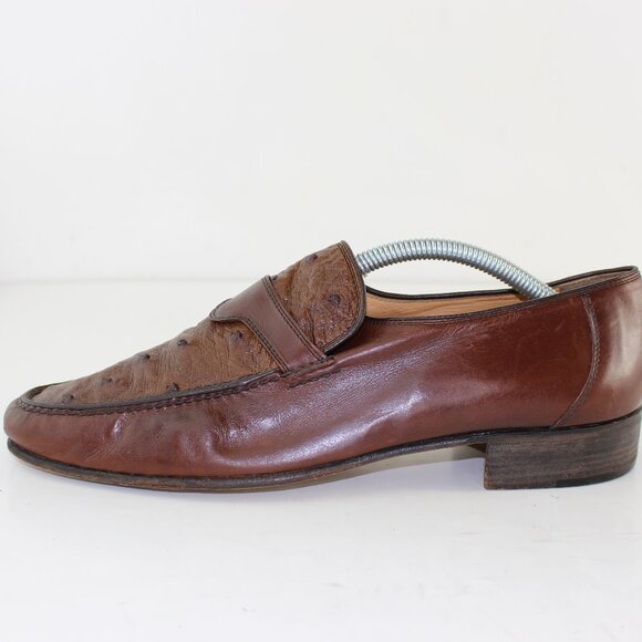 Bruno Magli Other - Vintage Bruno Magli Leather Ostrich Detail Loafers (US 8.5)